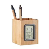 PORTAPENNE IN BAMBOO CON OROLOGIO